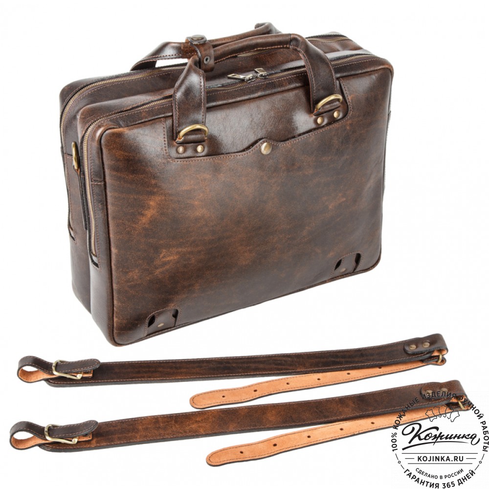 Кожаная мужская сумка-рюкзак "Генри" (коричневый эксклюзив)